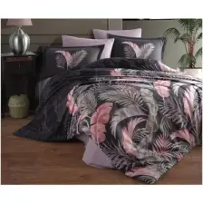 Clasy Ranforce Çift Kişilik Nevresim Takımı Hena V1 Antrasit