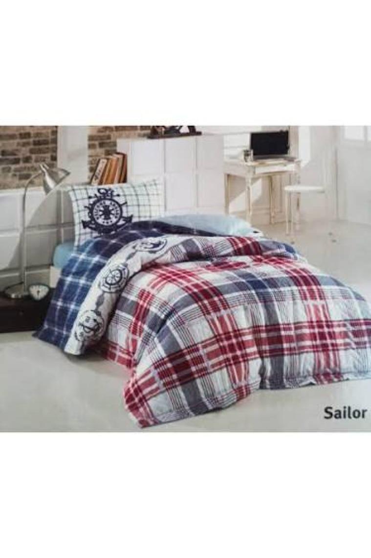 Kristal Nevresim Takımı Sailor Mavi Tek Kişilik
