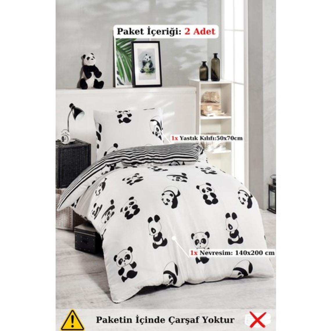 Eponj Home Junior Nevresim Seti Tek Kişilik Panda Siyah