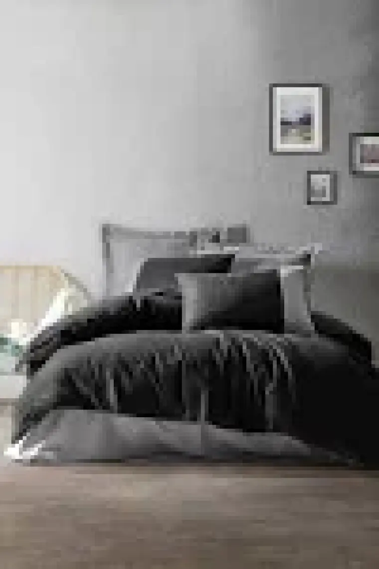 Cotton Box Plain Gri & Siyah Çift Kişilik Nevresim Takımı