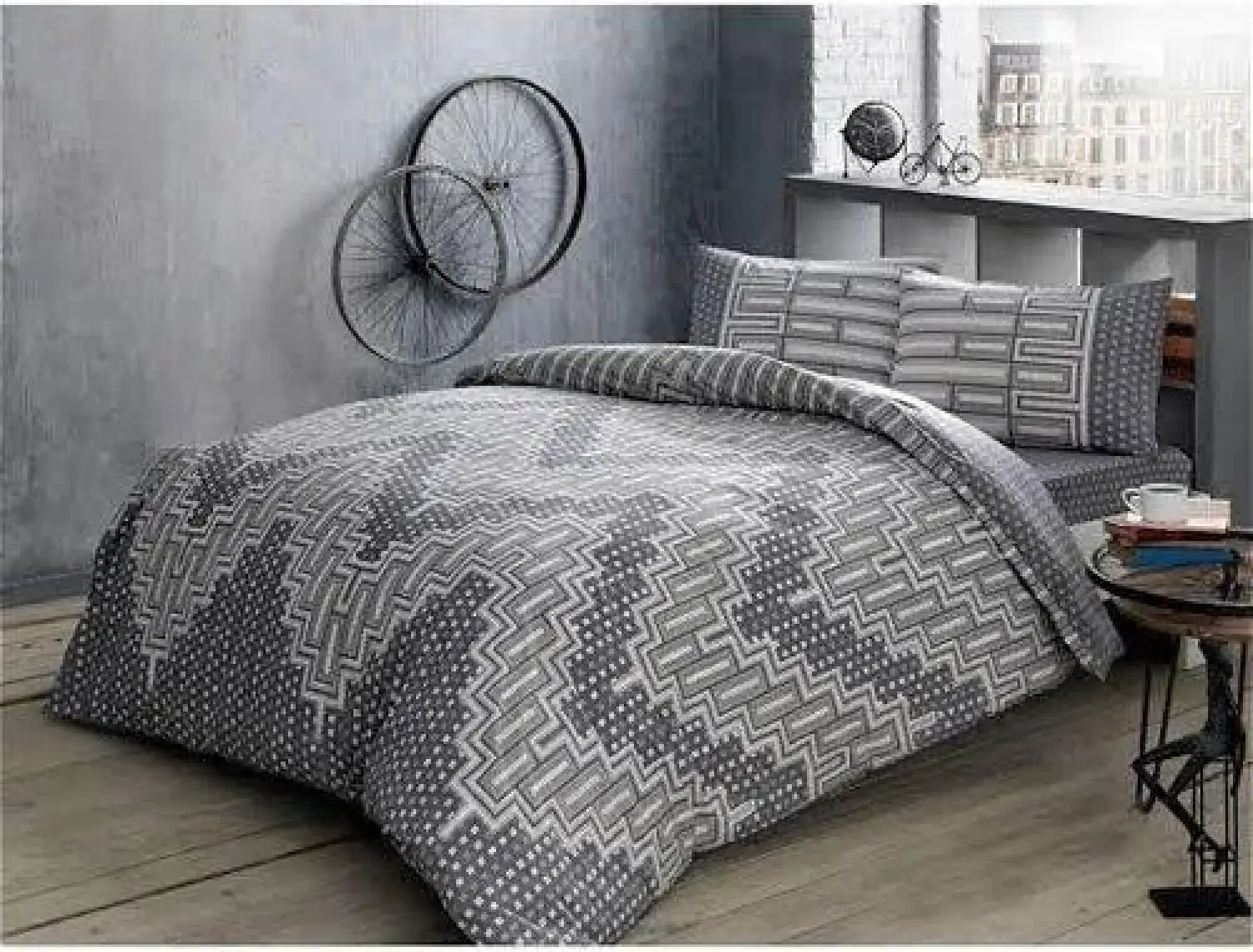 Cotton Box Plain Gri & Siyah Çift Kişilik Nevresim Takımı