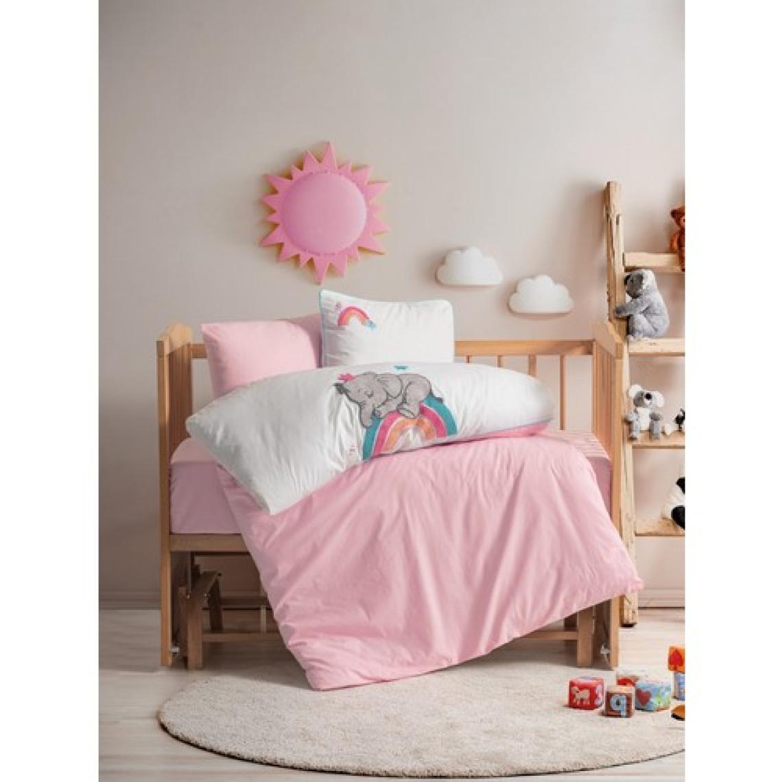 Cotton Box Punch Nakışlı Bebek Nevresim Takımı Lucky Pembe