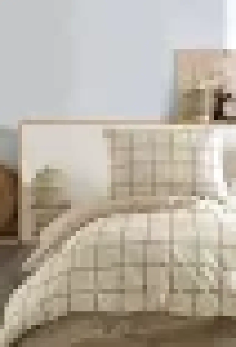 Cozy Home Çift Kişilik Lastikli Çarşaflı Nevresim Takımı Kare Krem