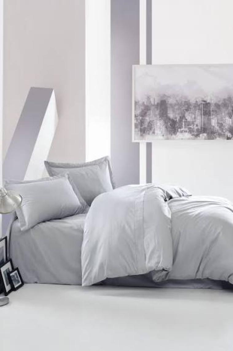 Hgüneyli Cotton Box Çift Kişilik Saten Nevresim Takımı Elegant Gri