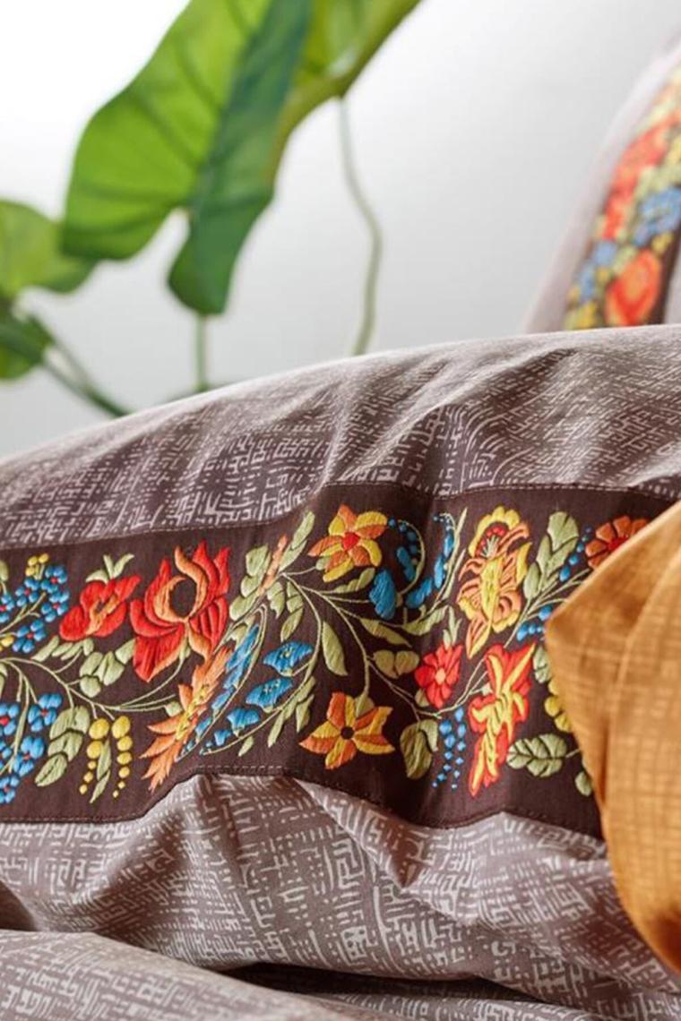 Cotton Box Folk Art Çift Kişilik Nevresim Takimi Vizon