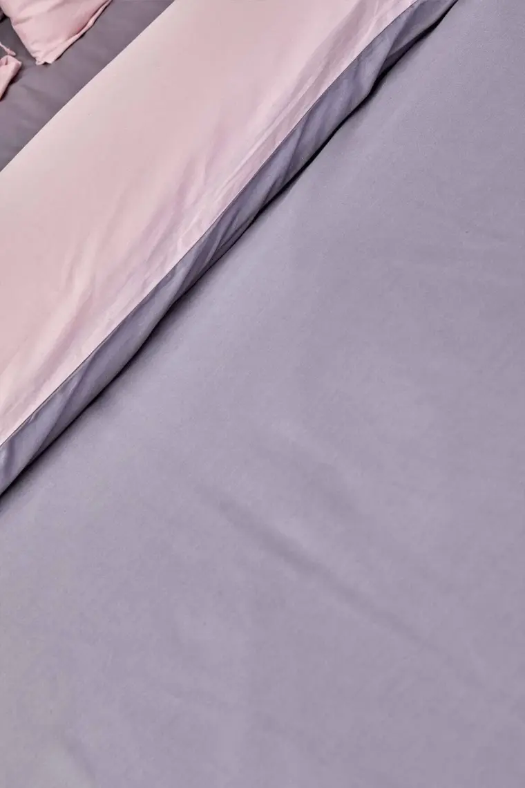 Home Basic Gül Kurusu-Koyu Gri Çift Taraflı Tek Kişilik Nevresim Takımı