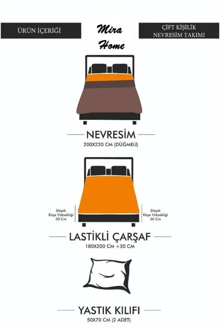 Mira Home Kırmızı Kalpli Çift Kişilik Nevresim Takımı Pamuklu 180 x 200 cm