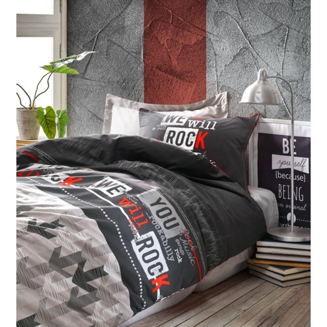 Cotton Box Tek Kişilik Ranforce Genç Nevresim Takımı - Rock Kırmızı