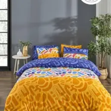 Tabu Home Doodle Renkli Çarşafı Lastikli Çift Kişilik Nevresim Takımı