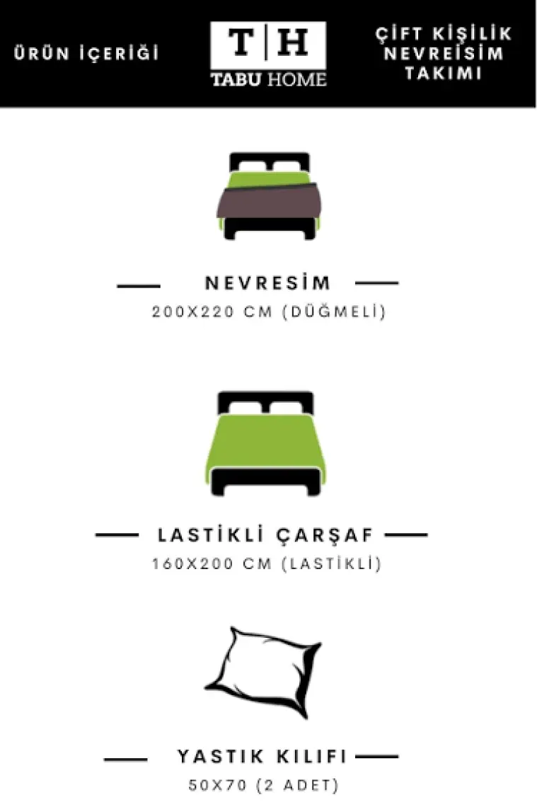 Tabu Home Doodle Renkli Çarşafı Lastikli Çift Kişilik Nevresim Takımı