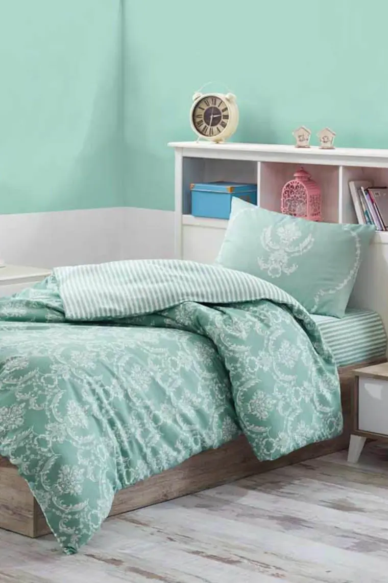 Enlora Home Kolay Ütülenir Nevresim Takımı Tek Kişilik Pure SuYeşili