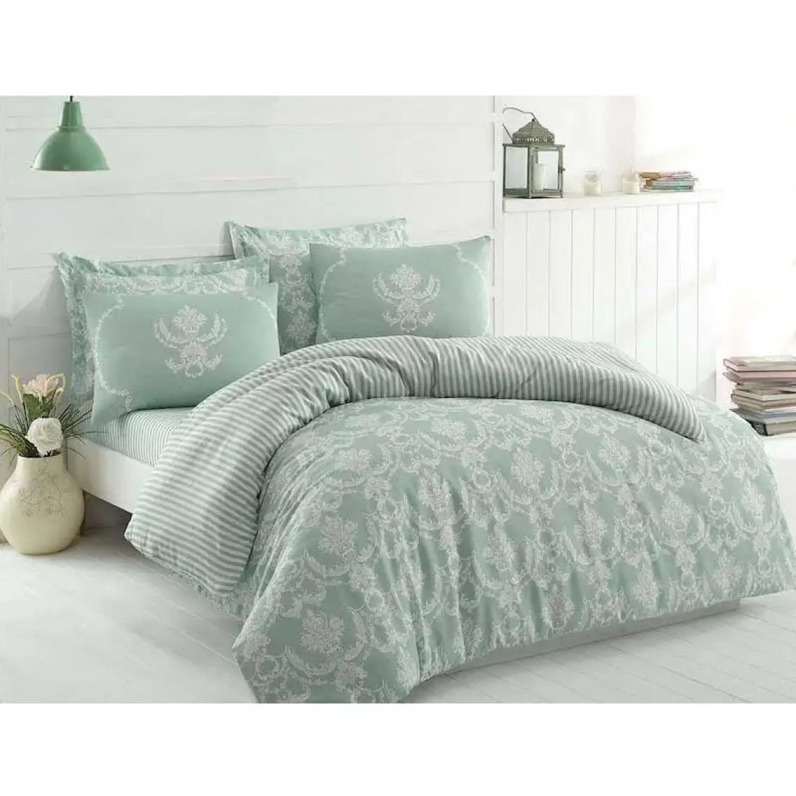 Enlora Home Kolay Ütülenir Nevresim Takımı Tek Kişilik Pure SuYeşili
