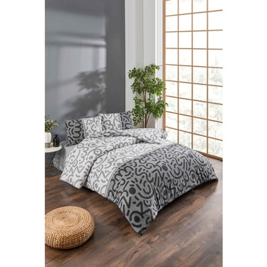 Tabu Home Doodle Siyah Çarşafı Lastikli Tek Kişilik Nevresim Takımı