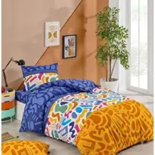 Tabu Home Doodle Renkli Çarşafı Lastikli Tek Kişilik Nevresim Takımı
