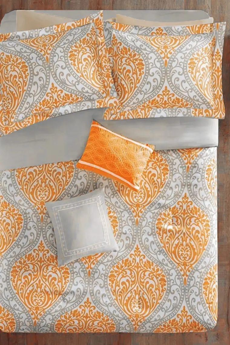 Lastikli Çarşaflı Nevresim Takımı Tek Kişilik Ottoman Orange