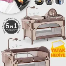 Elele Bonte 2 6in1 Lüks Anne Yanı Oyun Parkı Park Yatak Xl 70X120 cm Kahverengi