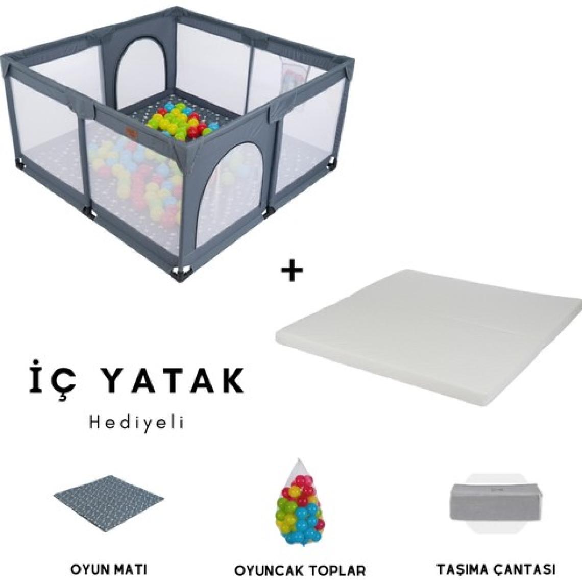 Mamma Playard Güvenli Bebek ve Çocuk Oyun Alanı Oyun Parkı 125X125 Oyun Matı ve Topları ( Sünger Yatak Hediyeli )