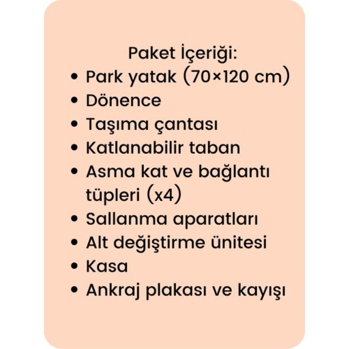 Gulz Beskar Anne Yanı Sallanır Cibinlikli Dönenceli Alt Açmalı Oyun Parkı Park Yatak Bebek Beşik 70X120 cm + Yataklı