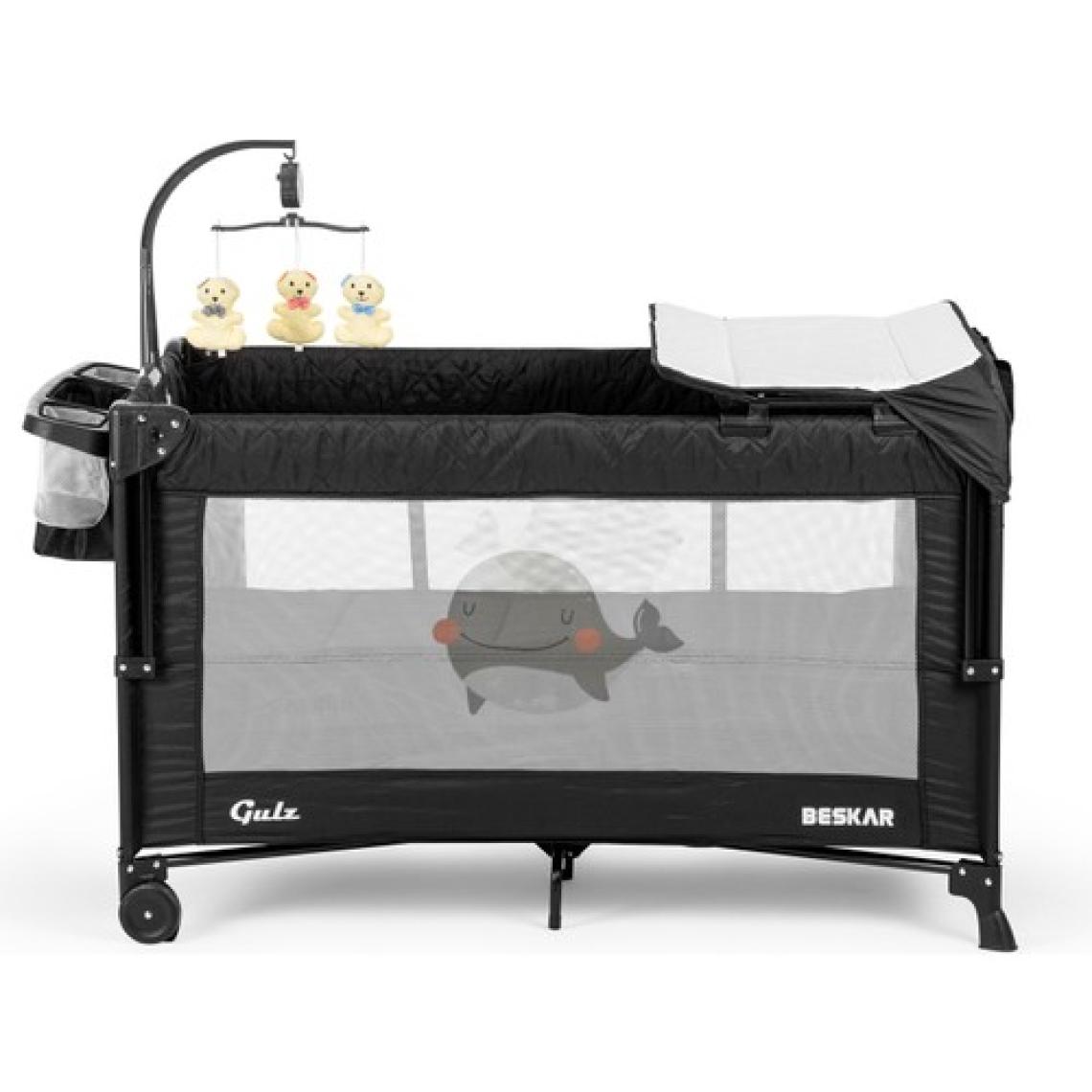 Gulz Beskar Anne Yanı Sallanır Cibinlikli Dönenceli Alt Açmalı Oyun Parkı Park Yatak Bebek Beşik 70X120 cm + Yataklı