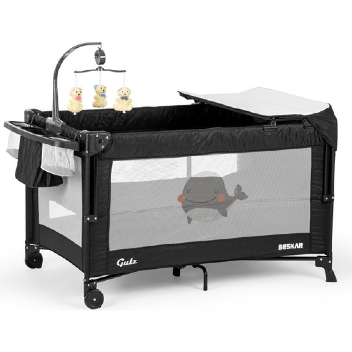 Gulz Beskar Anne Yanı Sallanır Cibinlikli Dönenceli Alt Açmalı Oyun Parkı Park Yatak Bebek Beşik 70X120 cm + Yataklı