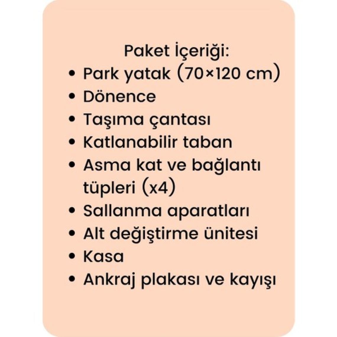 Gulz Beskar Anne Yanı Sallanır Cibinlikli Dönenceli Alt Açmalı Oyun Parkı Park Yatak Bebek Beşiği 70X120 CM