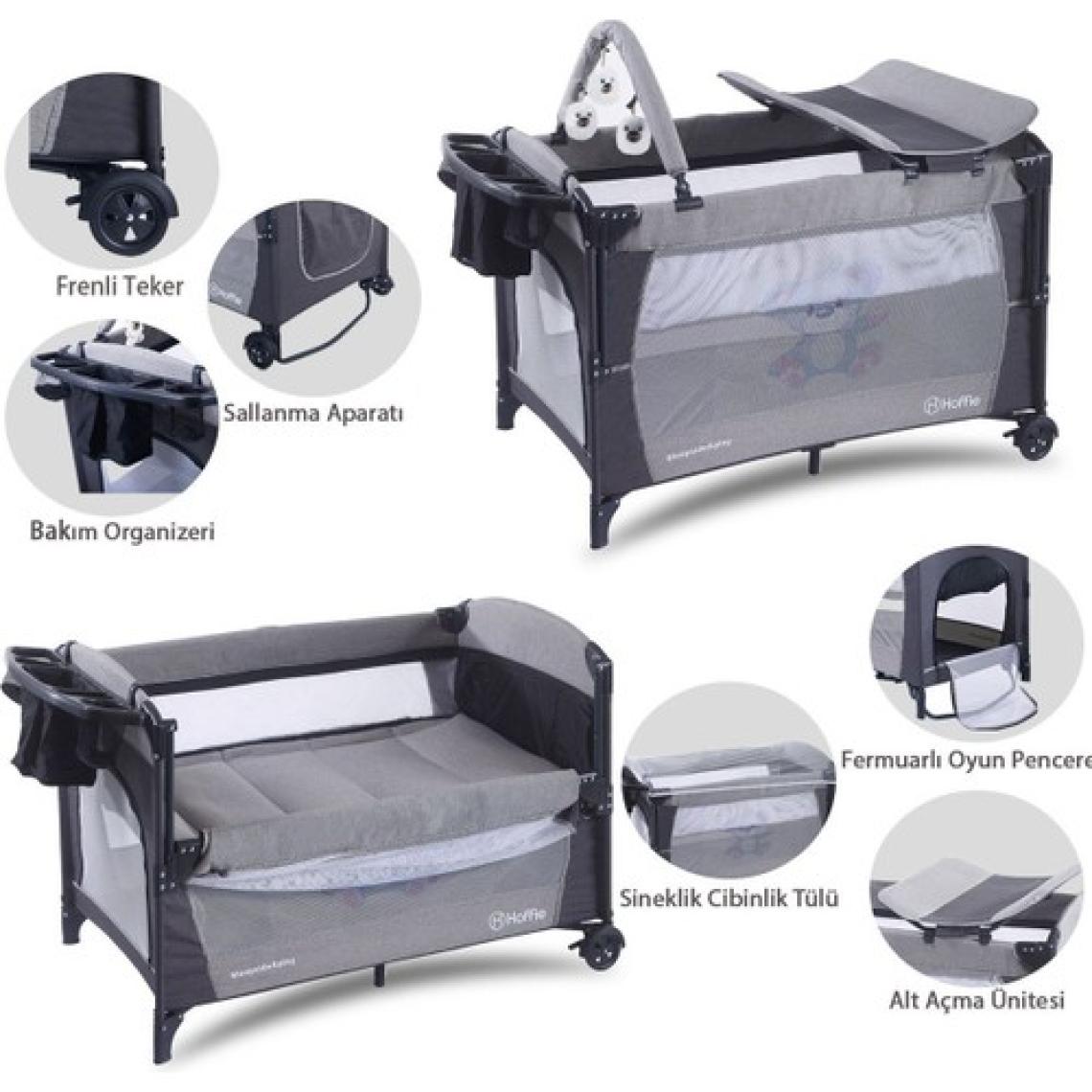 Sleep Side Play Anne Yanı Park Yatak Sallanır Cibinlikli Oyun Parkı Bebek Beşik 70X110 Cm