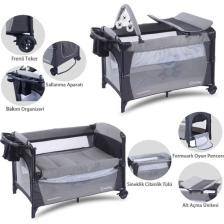 Sleep Side Play Anne Yanı Park Yatak Sallanır Cibinlikli Oyun Parkı Bebek Beşik 70X110 Cm