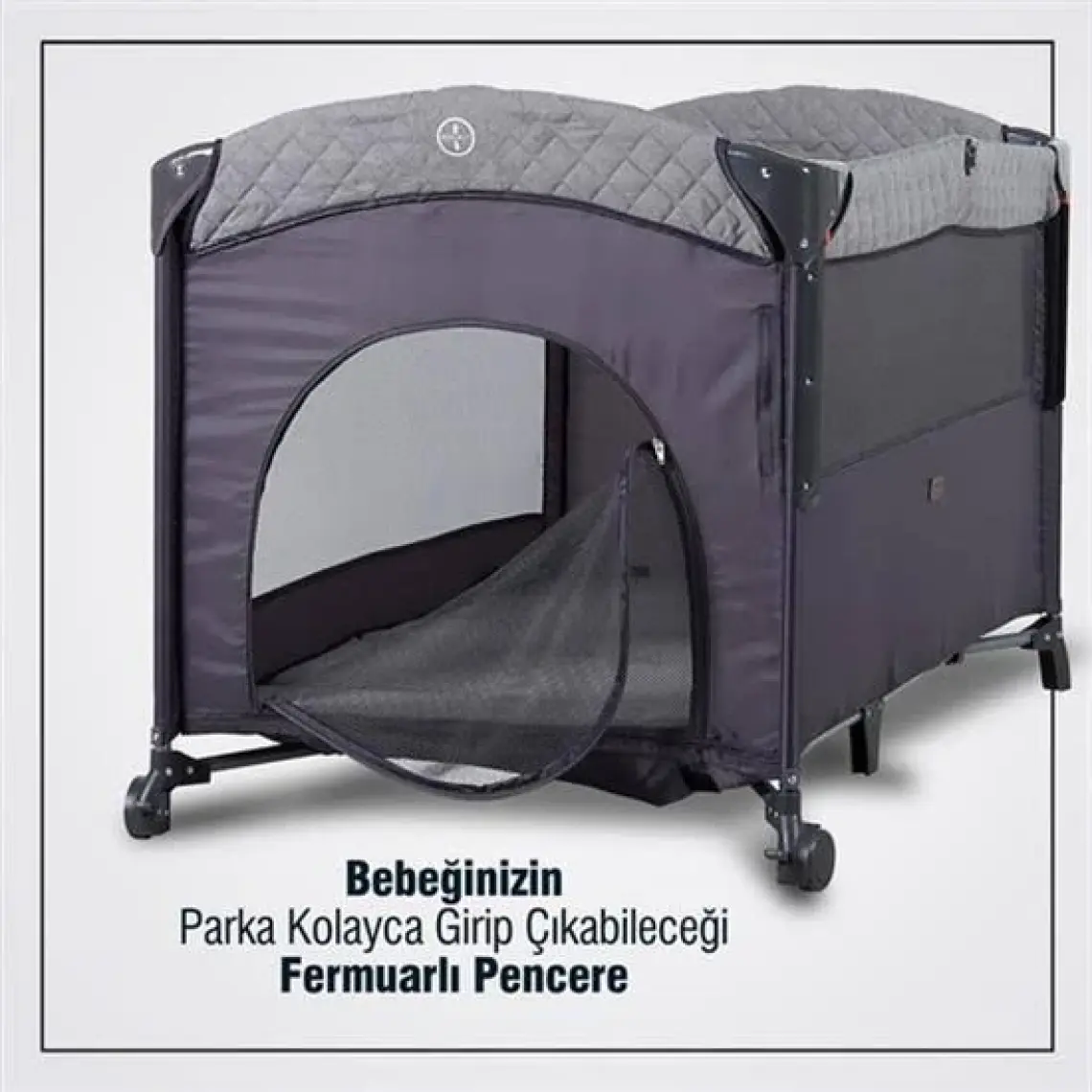 Prego 8044 Miami Plus Anne Yanı Oyun Parkı 70X120 cm Gri