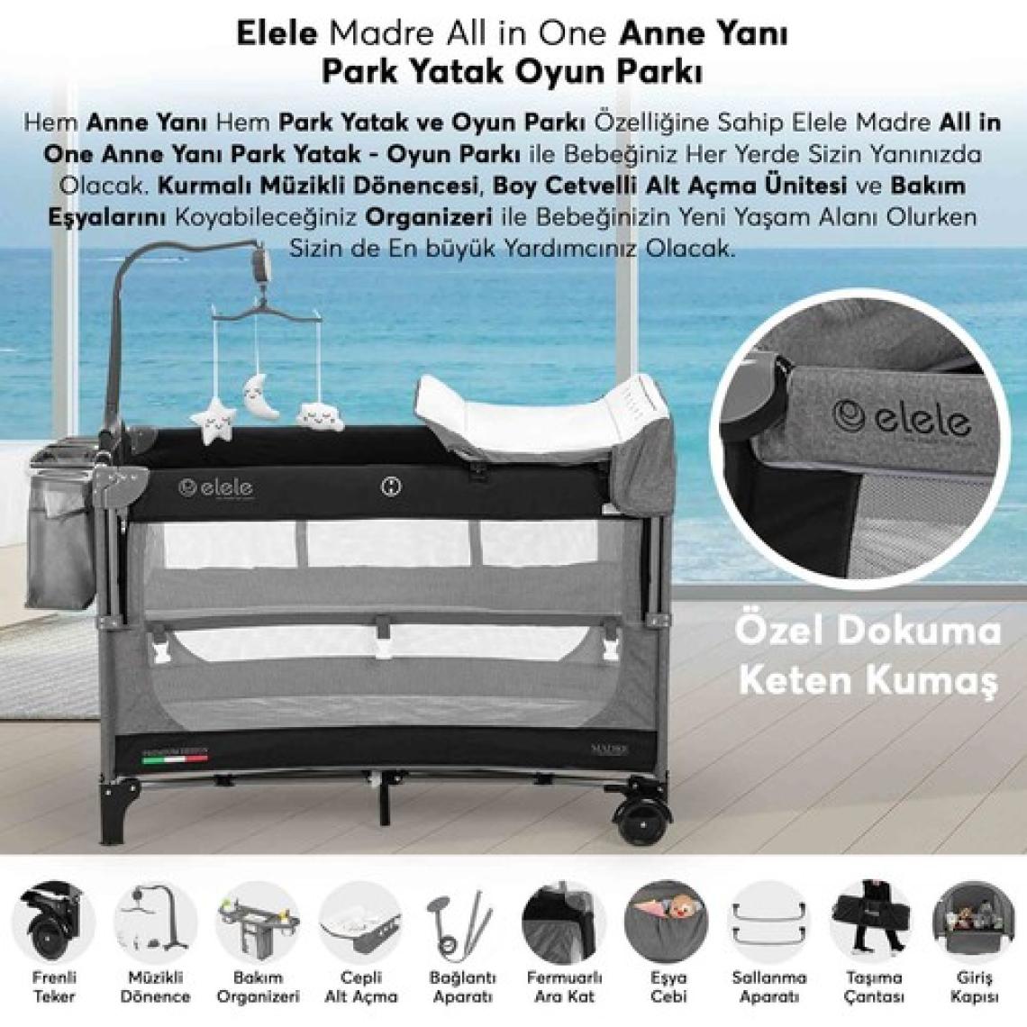 Elele Madre Anne Yanı Park Yatak Oyun Parkı 70X110 cm