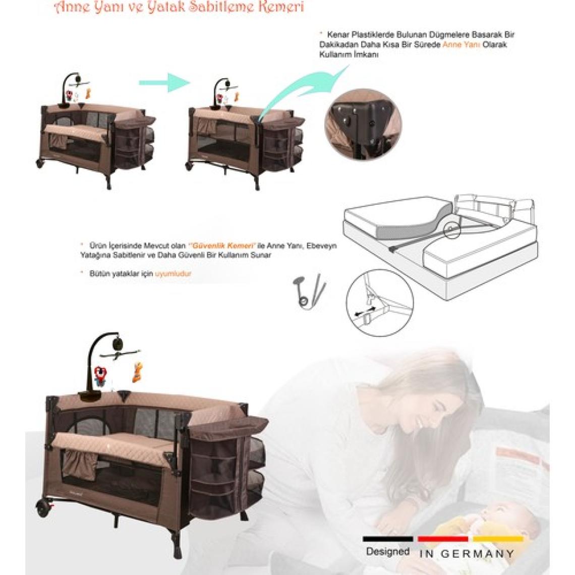 Holmer Maxi Comfort Coolstyle Anne Yanı-Deluxe Kumaş Premium Oyun Parkı Bej + Aloevera Yatak 70X110 cm