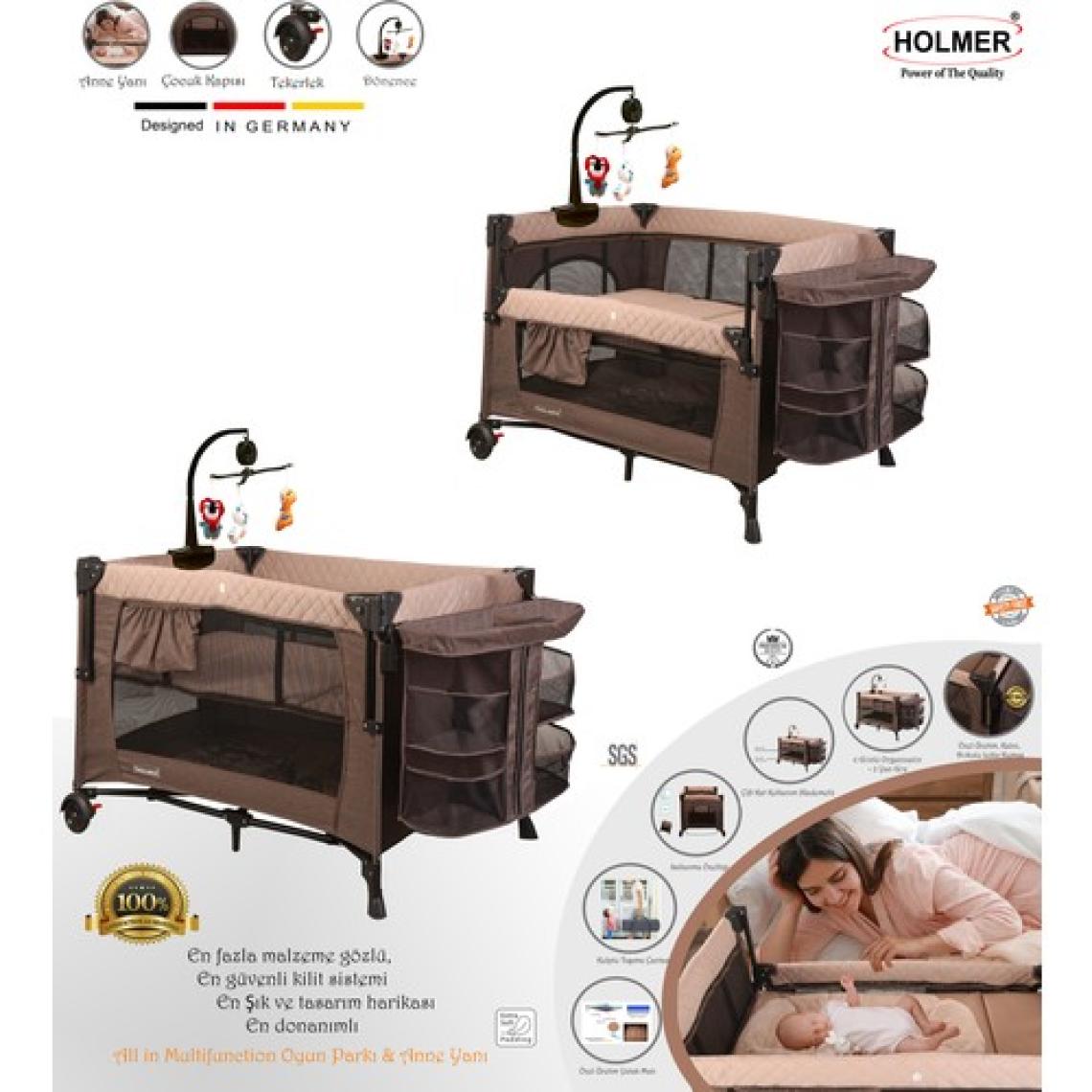 Holmer Maxi Comfort Coolstyle Anne Yanı-Deluxe Kumaş Premium Oyun Parkı Bej + Aloevera Yatak 70X110 cm