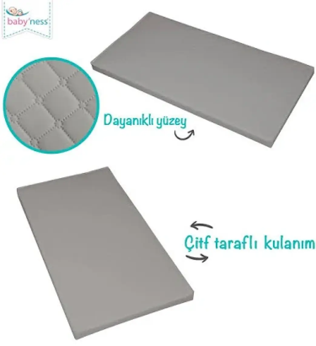 Babyness Bebek Oyun Parkı Yatağı Sıvı Geçirmez Leke Tutmaz Sünger Yatak