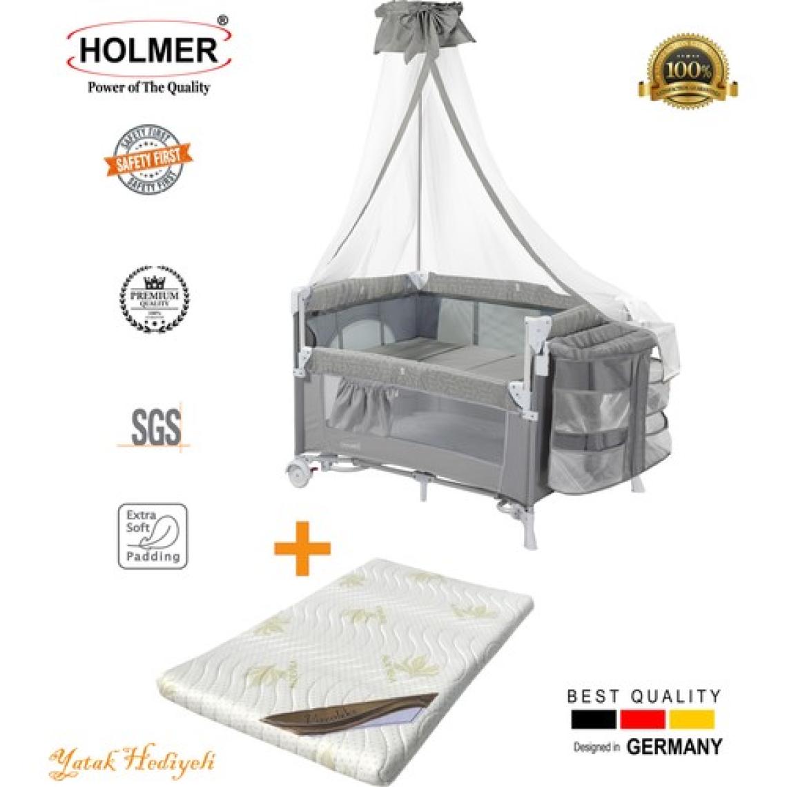 Holmer Coolstyle Anne Yanı Cibinlikli  Oyun Parkı/park Yatak 70 x 110 cm  + Aloevera Yatak