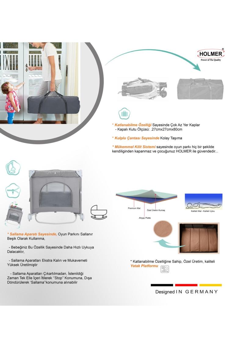 Maxi Comfort Coolstyle (ANNE YANI-DELUXE KUMAŞ) Cibinlikli Oyun Parkı/anne Yanı 70x110cm Açık Gri