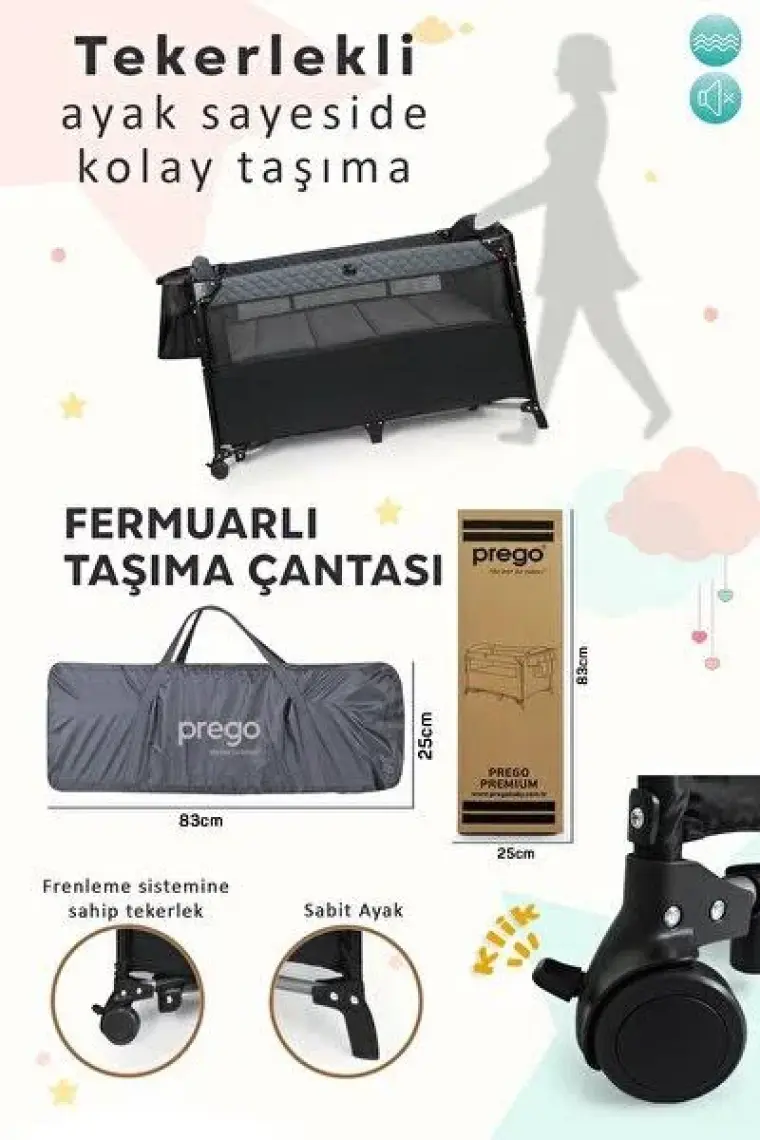 Prego Premium Anne Yanı Oyun Parkı 70*120 cm 8048