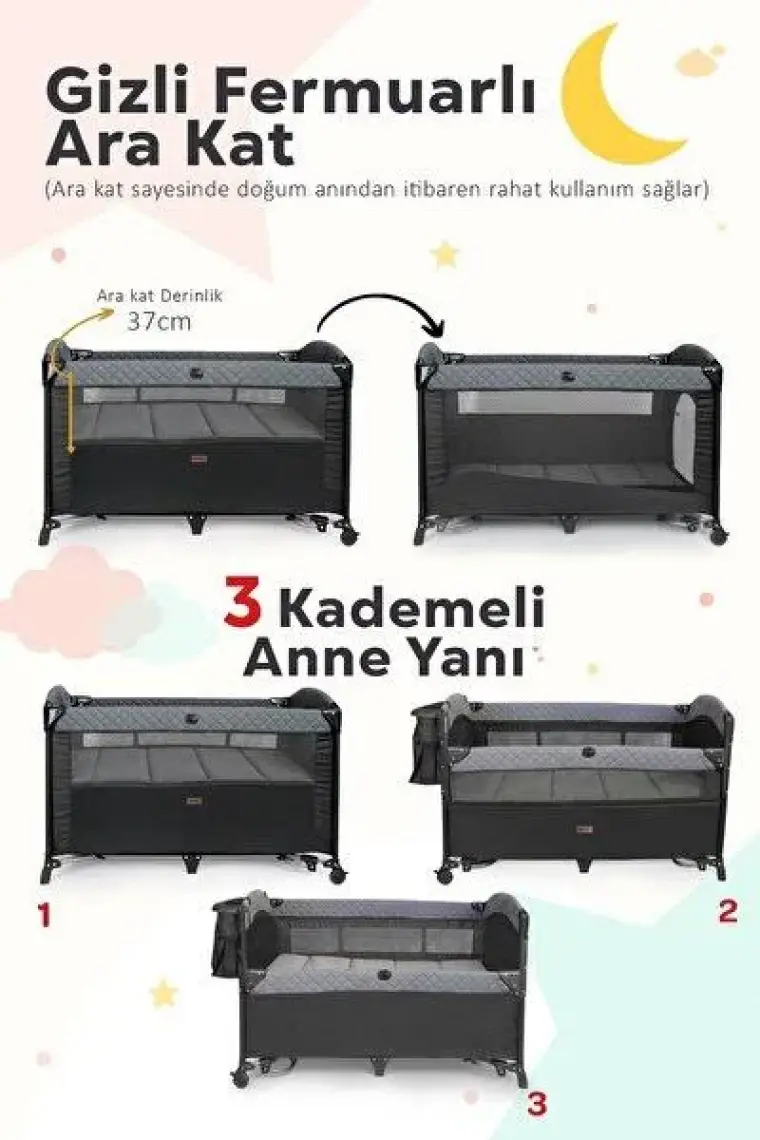 Prego Premium Anne Yanı Oyun Parkı 70*120 cm 8048