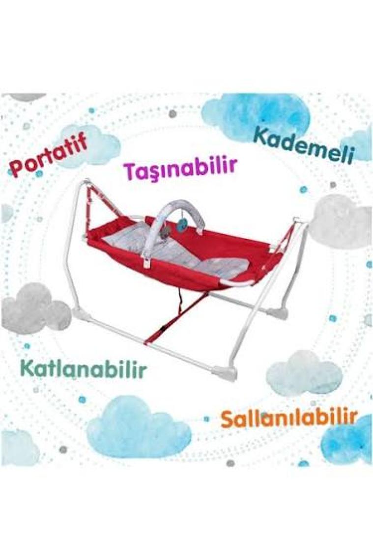 Norfolk Baby Sleep Oyuncaklı Sallanır Bebek Beşiği - Hamak Beşik - Kırmızı