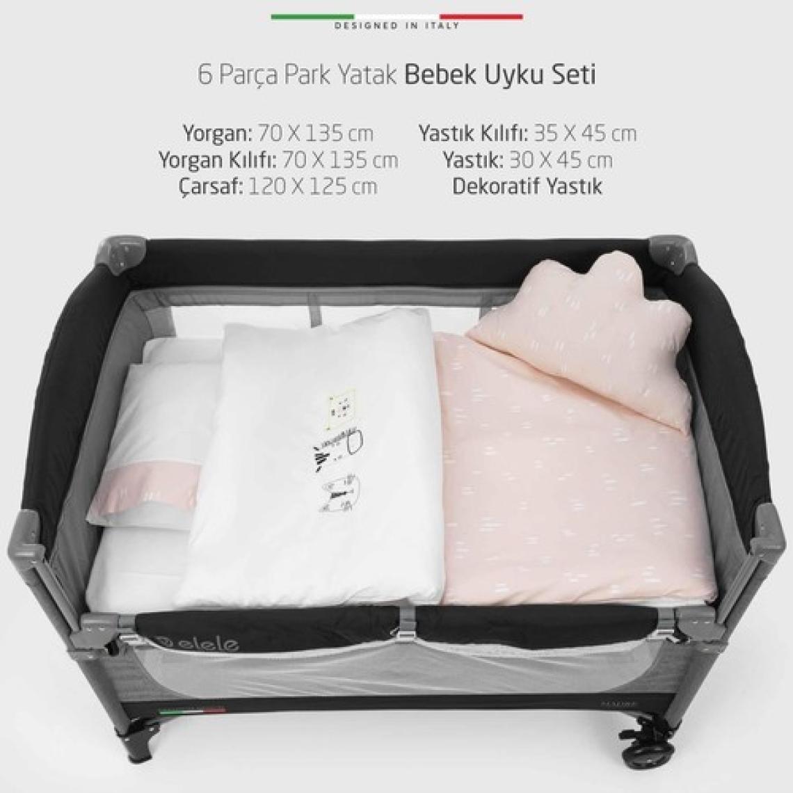 Elele Elelelife Rain 6 Parça Oyun Parkı Park Yatak Bebek Uyku Seti Pudra