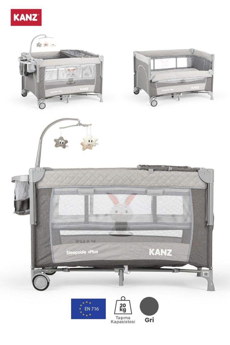 Kanz Sleepside +Plus Anne Yanı Park Yatak ve Oyun Parkı Gri