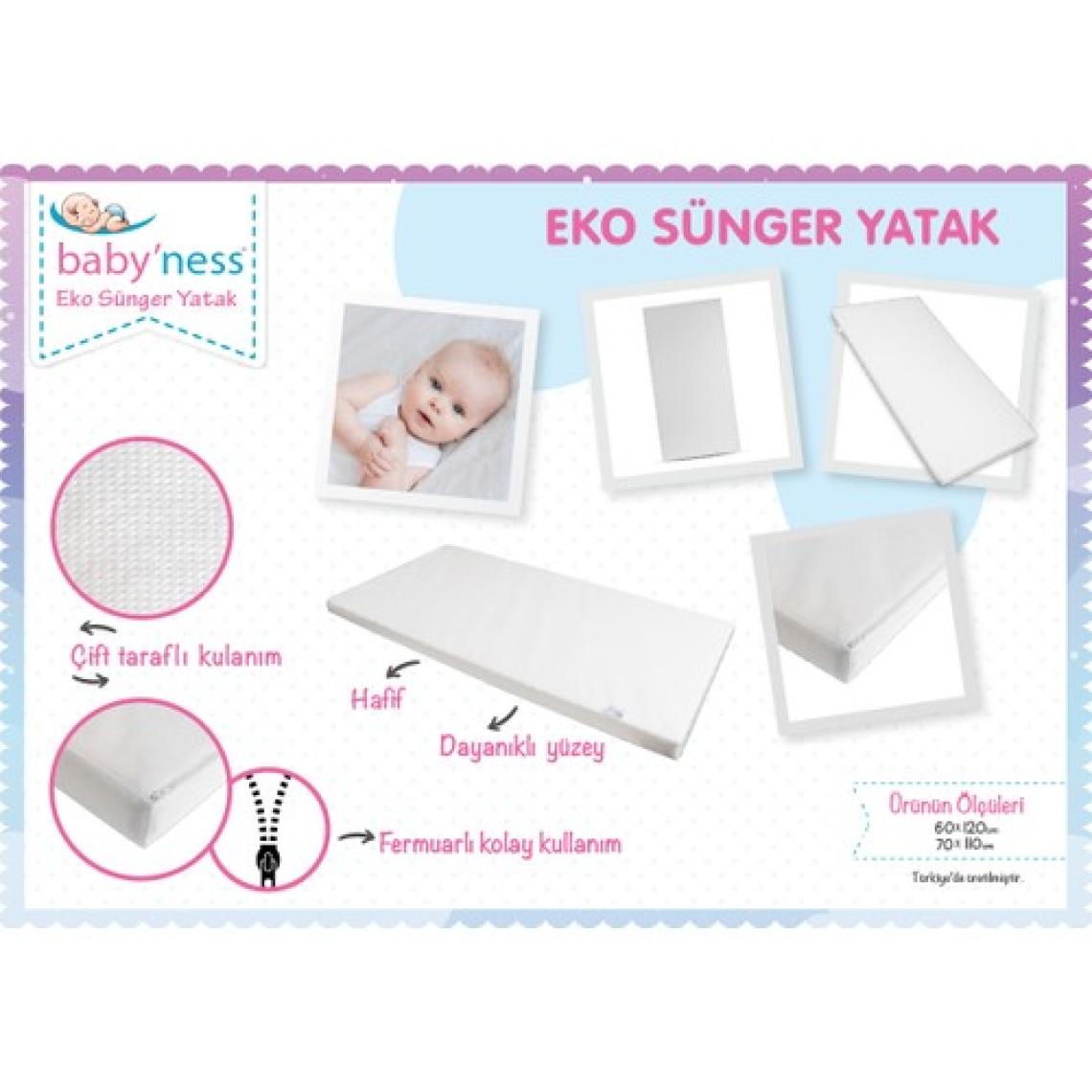 Babyness Baby'ness Babyness Bebek Eko Sünger Oyun Parkı Yatağı Beşik Döşek Yıkanabilir Yatak