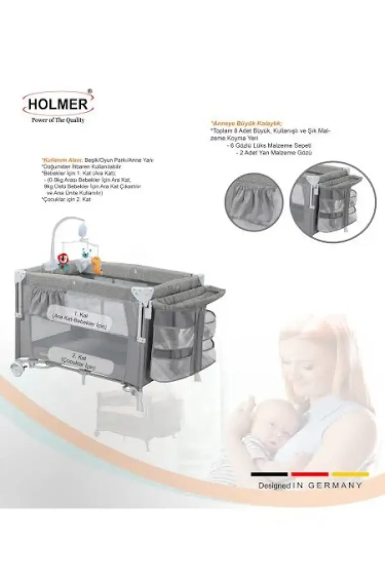 Holmer Maxi Comfort Coolstyle (Anne Yanı-Deluxe Kumaş) Premium Dönenceli Oyun Parkı/anne Yanı 70X110CM