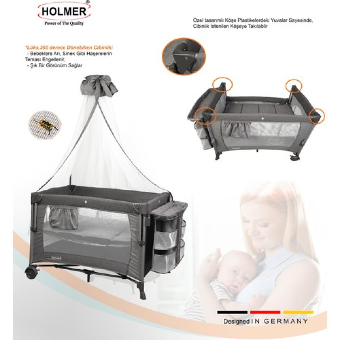 Holmer Coolstyle Cibinlikli Anne Yanı Oyun Parkı 70X110CM Gri+Aloevera Yatak