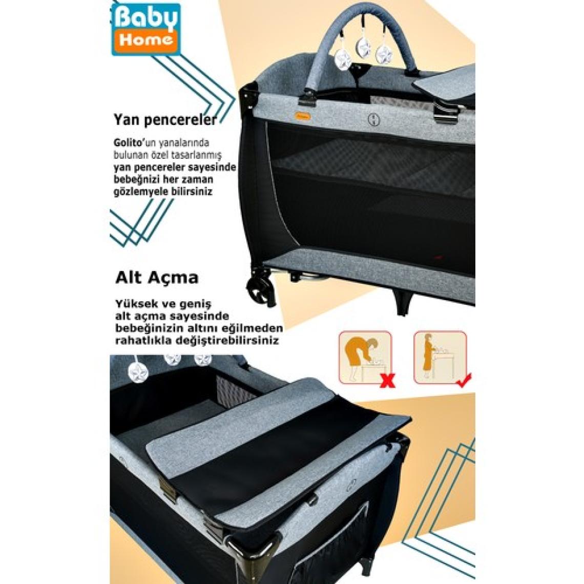 Baby Home 560 Golite 70X110 Bebek Oyun Parkı Yatak Sepet Beşik Sünger Yatak Hediye