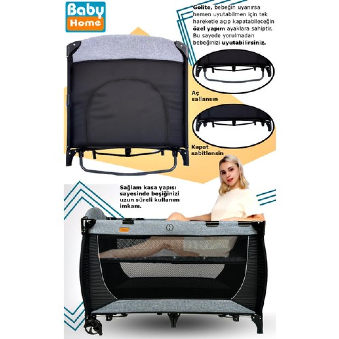 Baby Home 560 Golite 70X110 Bebek Oyun Parkı Yatak Sepet Beşik Sünger Yatak Hediye