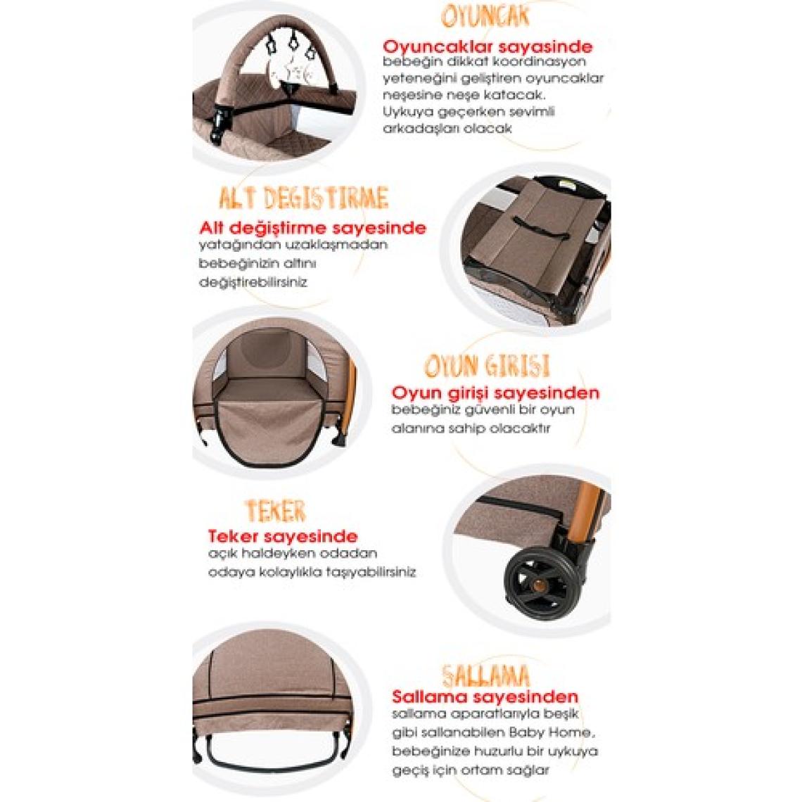 Baby Home 600 Nanny 70x110 Bebek Oyun Parkı Park Yatak Beşik