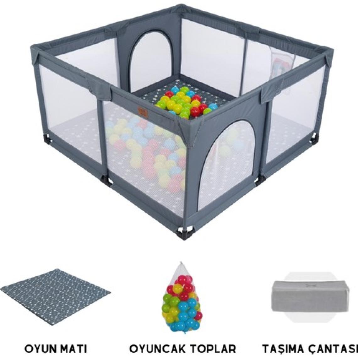 Mamma Playard Güvenli Bebek ve Çocuk Oyun Alanı Oyun Parkı 125X125 Oyun Matı ve Topları