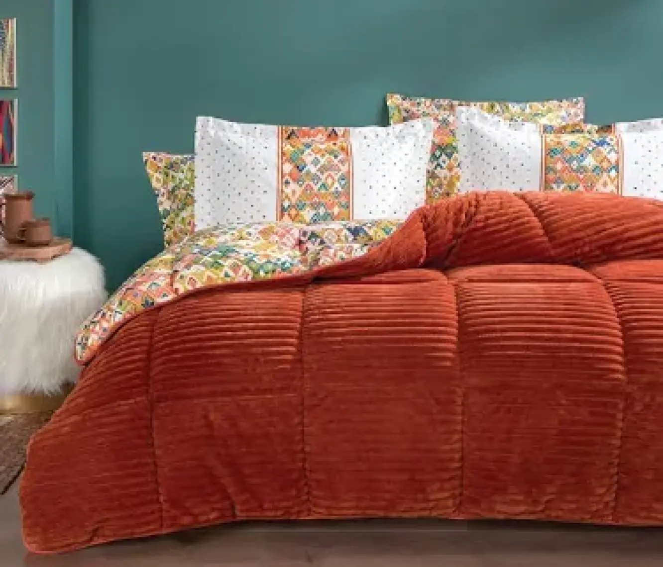 Yataş Bedding Diamond Çift Kişilik Triola Set - Turuncu