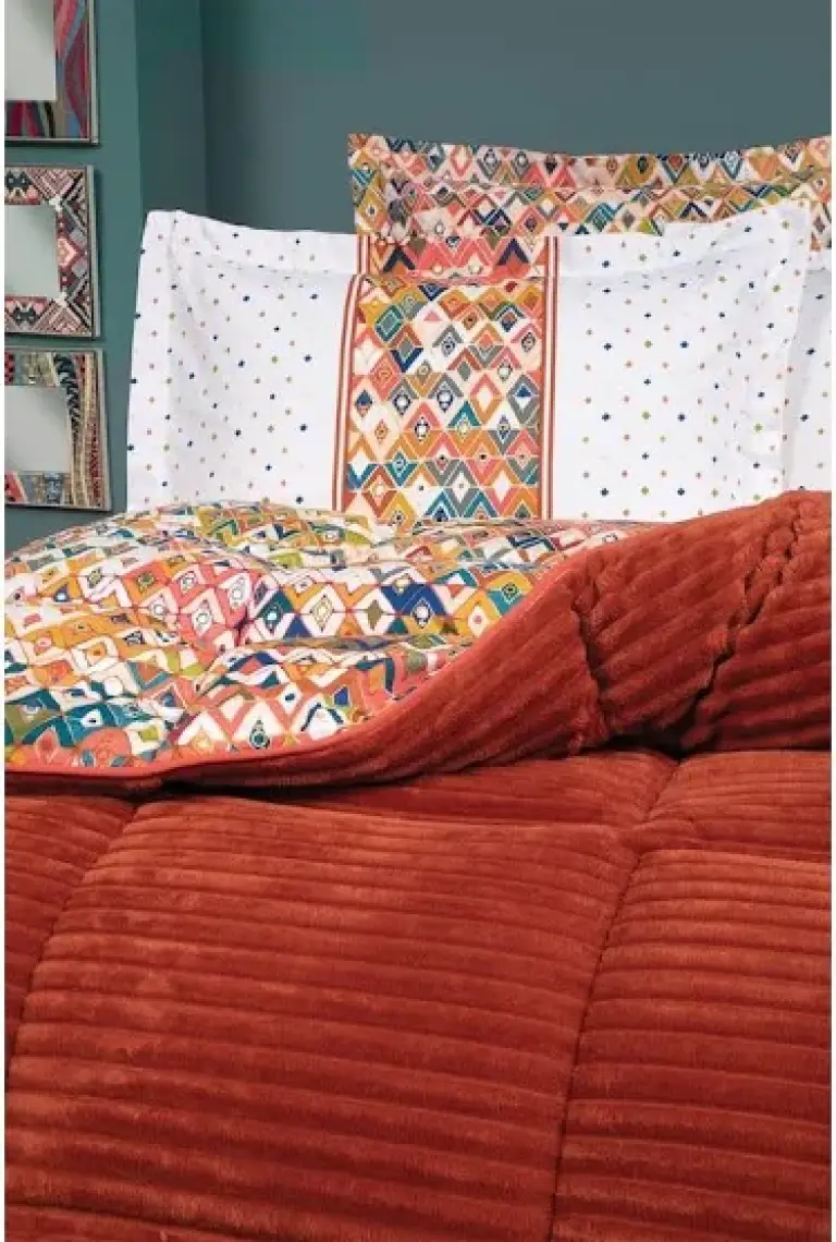 Yataş Bedding Diamond Çift Kişilik Triola Set - Turuncu