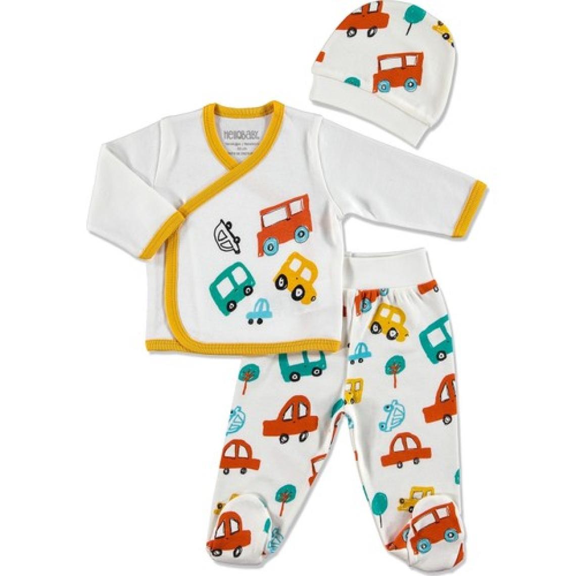 HelloBaby Taşıtlar Bebek 3'lü Zıbın-Şapka-Patikli Alt