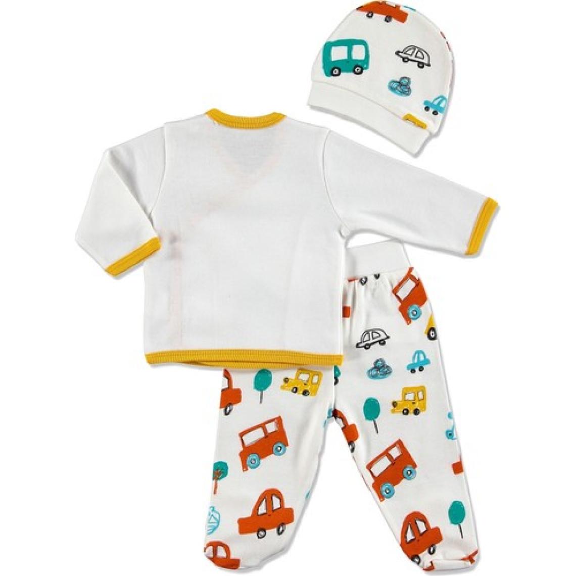 HelloBaby Taşıtlar Bebek 3'lü Zıbın-Şapka-Patikli Alt